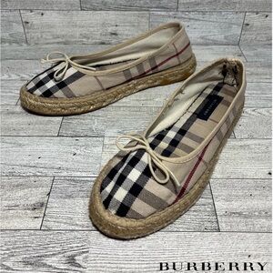 Burberry Flat Espadrilles Canvas Plaid Loafer Flat Shoes Size 36EUR 5.5US